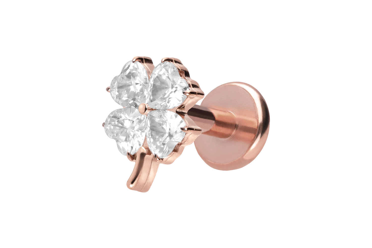 Titan Labret Piercing mit Push Fit KRISTALLKLEEBLATT